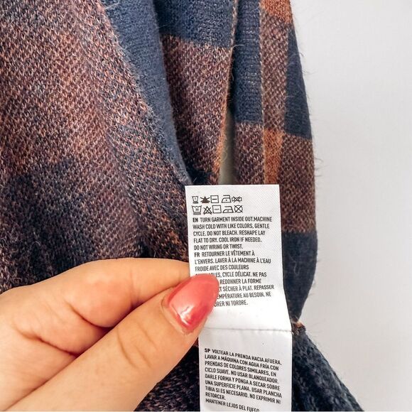 American Eagle Rust Plaid Soft Knit Open Front Cardigan Size XS - Picture 5 of 7